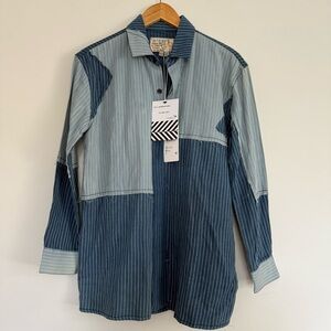 NWT Free People X Sandrine Rose Patchwork Striped oversized shirt Size:XS